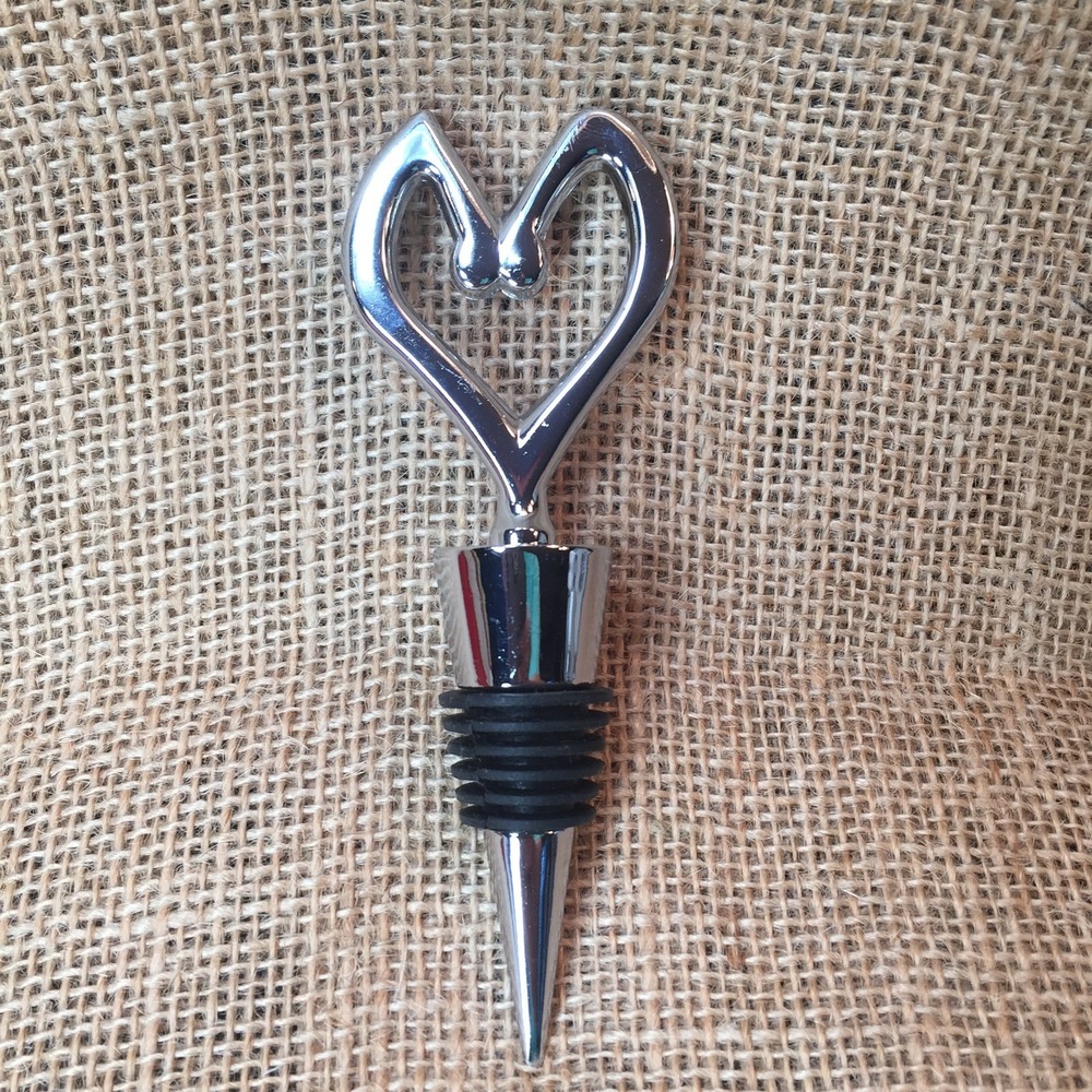 Chrome Heart Wine Bottle Stopper Silver Polished Metal Barware Accessory